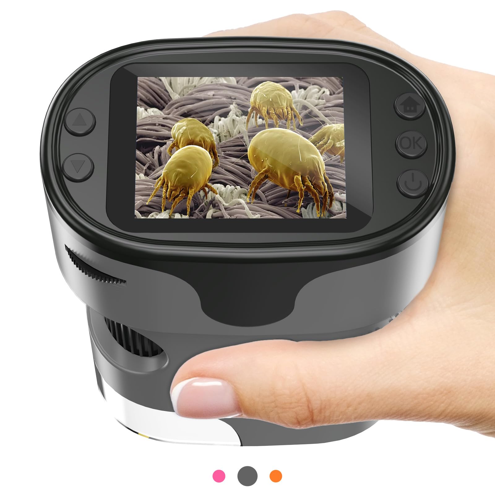 1000X Handheld Microscope For Kids 4K 2.0'' Screen Rechargeable Mini Pocket Digital Microscopes W/Slides Kit Portable Edu Gift A